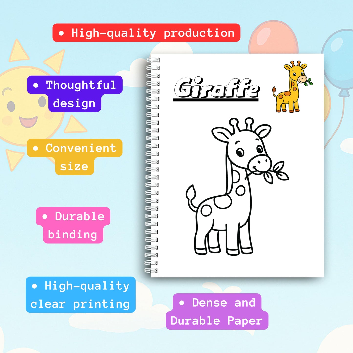Coloring Book by Example for Toddlers Ages 2β4 | 44 Easy Animal Pages with Colored Guides | Learn to Color with Confidence | Spiral Bound | Thick 199 GSM Paper | 8.5 x 11 in